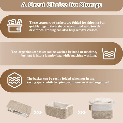Goodpick Woven Rope Storage Basket for Shelves, Rectangle, Light Brown | 13" × 10" × 9" Stylish Gift Basket for Home Organization, Fits Dog Toys, Books & Nursery Essentials Storage, Writable Label