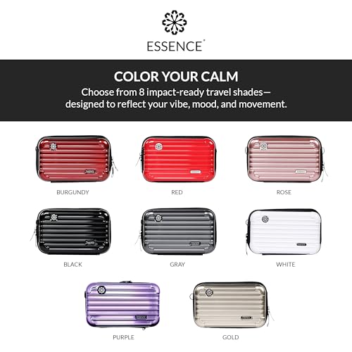 Essence Travel Amenity Kit | Travel Essentials & Travel Size Toiletries Kit | 5-Pack Nasal Diffuser Rings, Sleep Mask, Lotion & Hygiene Kit | Travel Toiletry Kit for Women | Black Case