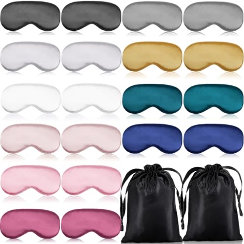 20 Pieces Silk Sleep Mask Silk Masks for Sleeping,MulticoloredDyrfo | Eye Mask with Adjustable Strap,Soft Sleeping Mask Eye Cover,Comfortable Blindfold Eyeshade for Women Men Sleeping Travel Nap
