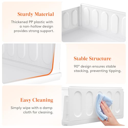 Lifewit 6 Pack Stacking Closet Organizers Shelf for Clothes 16.5" Depth | Plastic Stackable Sweater Storage basket Bins for Wardrobe, Multifunctional Pants Organizer for RV, Pantry, Kitchen, Dorm