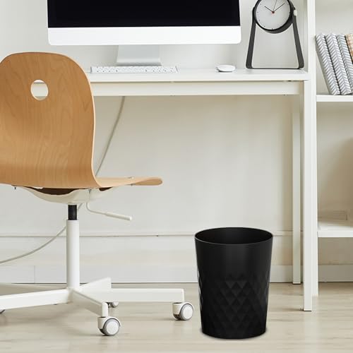 3 Pack Small Bathroom Trash Can with Trash Bags Plastic Garbage Can Black | Sturdy Stylish Decor Round Plastic Waste Basket Bin for Kitchen Bedroom Office Craft Room College Dorm Essentials