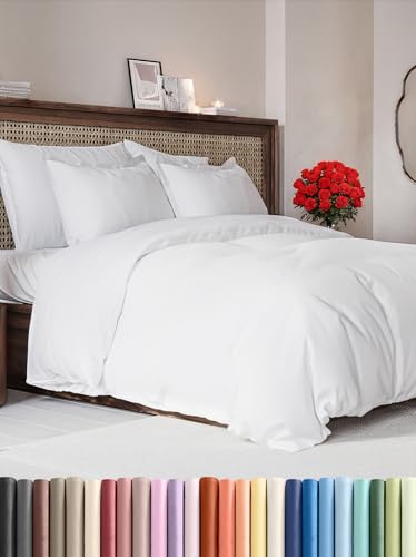 Duvet Cover Queen Size - Extra Soft 3 Piece Set with Zipper Closure - White | Extra Soft Queen Duvet Cover 90" x 90" with 2 Pillow Shams, Hotel Luxury w/ Zipper Closures & Ties, Comfy & Breathable, Comfy