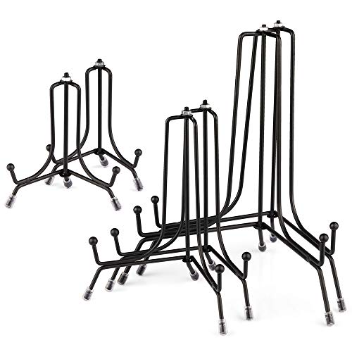 6 Pack 3 Size Improved Anti-Slip Black Plate Stand... (Black | Iron)