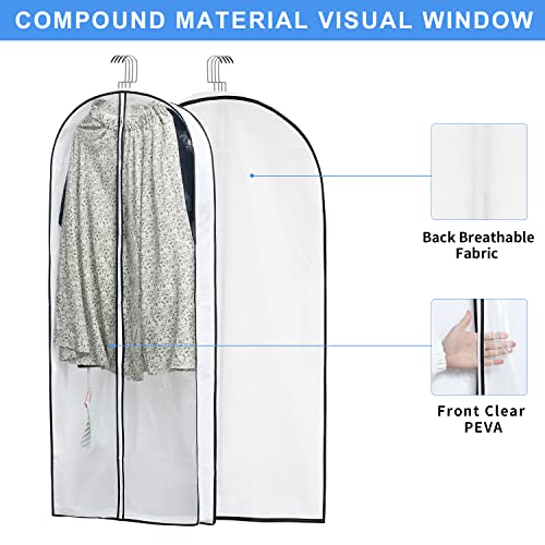Hanging Clothes Storage with 4" Gusseted Garment Covers (Set of 6) - Clear Suit, Gown, Long Coat, Dress Protectors for Closet - 24"x 50"x 4" / 6 Pack