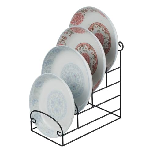 4-Tier Metal Scrollwork Dish Rack Plate Rack Display Stand Holder Cabinet Organizer Set of 2