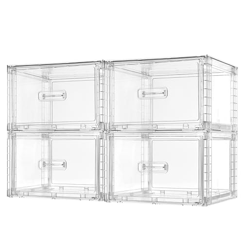 4 Pack Clear Stackable Storage Drawers 15QT, Easil... (clear | Plastic)