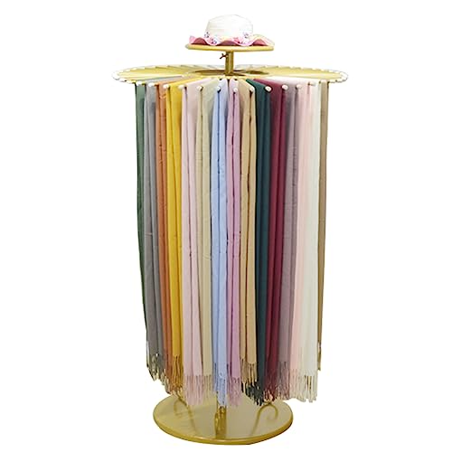 Freestanding 360° Metal Scarf Display Rack for Boutique Store Home Storage | Scarf Display Stand with 30 Rods, Scarf Holder Organizer for Scarves, Ties, Shawls, Belts,Hijab