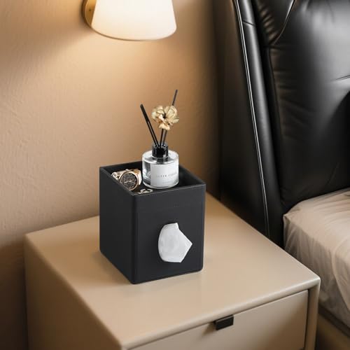 PU Leather Tissue Box Cover Square Tissue Box Holder Tissue Holder | Magnetic Closure, Storage Tray, For Bathroom Night Stands Office Desk Decorative Oganizer