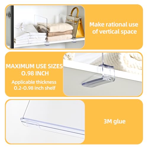 Shelf Dividers,Vertical Purse Organizer for Closet,Thickened and Sturdy Shelf Organizer for Sweater, Shirts, Handbags,8" Tall x 11" (6 Pcs)