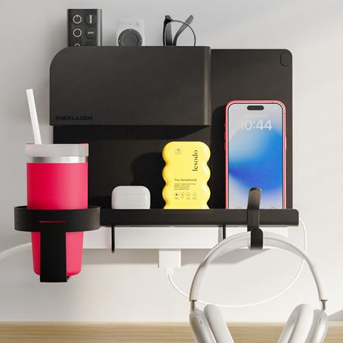 WallShelfie Bedside Wall Organizer & Dorm Decor fo... (Black | Plastic)