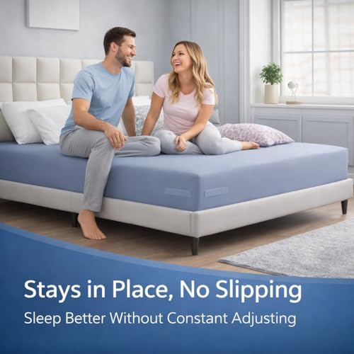 Bed Sheet Holders for Corners, Upgrade Bed Sheet Grippers Locks, 4PCS Fitted Sheet Holder Keep Sheets Firm & Tight, Non-Slip Sheet Clips for Fitted Sheets, Fit All Mattress Easy Install