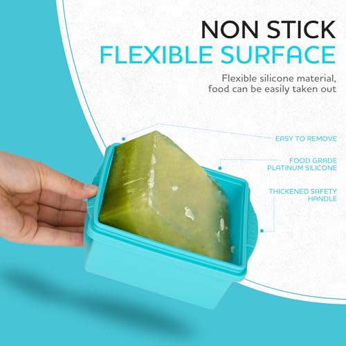 2 Cup Silicone Freezer Trays with Lids, Silicone Soup Freezer Molds - Leakproof, BPA-Free, Stackable, Microwave & Dishwasher Safe, Perfect for Soups, Sauces, Meal Prep, and Baked Goods - 4 Pack