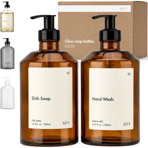 KIVY Glass Soap Dispenser Set [INCL. Waterproof La...