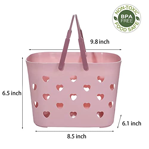 Portable Shower Caddy with handle Plastic Shower Basket Organizer, Pink | Bathroom Caddy Storage Tote Cleaning Supply Caddy for College Dorm, Kitchen, Pantry, Garage
