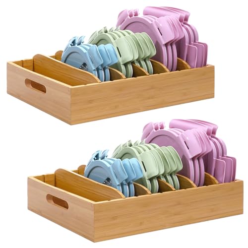 Bamboo Lid Holder Food Container, Kitchen Organize... (Natural bamboo | Bamboo)