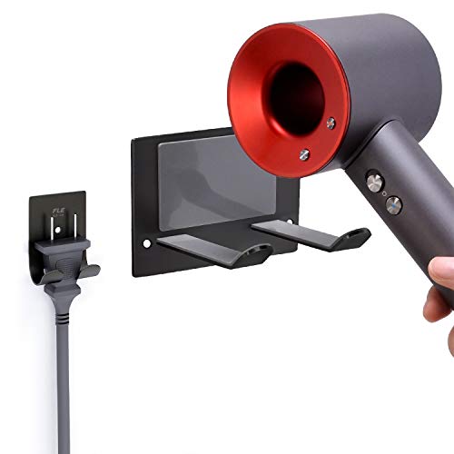 Blow Dryer Holder Wall Mounted Fit for Hair Dryers... (Black+Large | Stainless Steel)