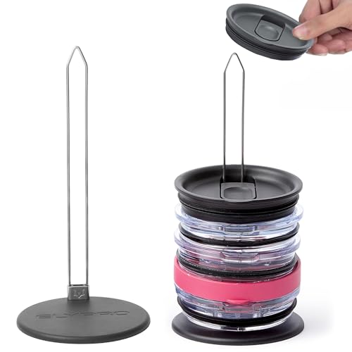 Tumbler Lid Organizer & Holder for Stanley, Yeti,... (Black | Metal)
