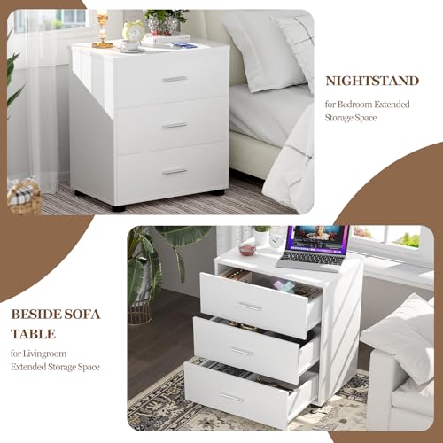 Aheaplus 21.7" Closet Drawers, Wood Closet Organizers and Storage with 3 Drawers, Closet Drawers Organizer System, Nightstands Bedside End Table with 3 Drawers Storage for Bedroom, White1