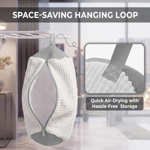 Shoe Washing Machine Bag 3PCS – Laundry Shoes Bag for Washer & Dryer | Reusable Shoe Cleaning Bag, 360° Deep Microfiber Clean,Self-Locking Zipper