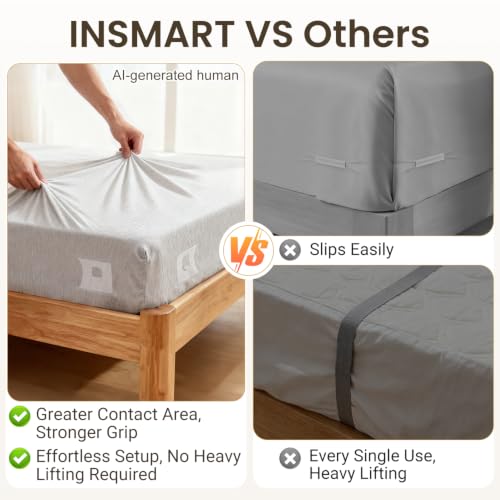 INSMART Sheet Holders - Bed Sheet Holder for Corners&Sides, Strong Elastic Sheet Straps/Grippers. Keep Sheets Firm&Tightt, No More Loose Sheets, Universal Fit and Easy Installation