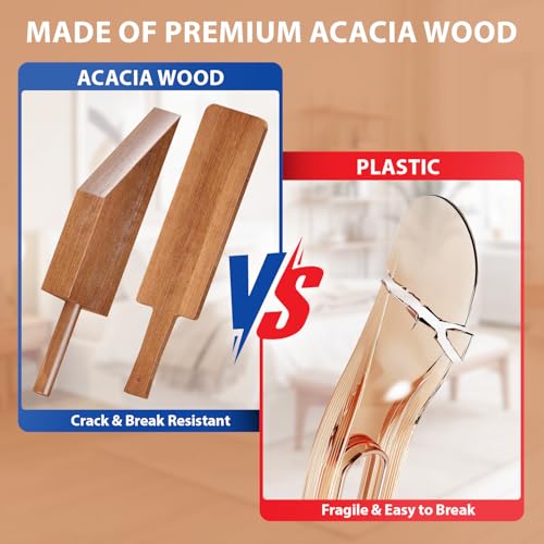 Mattress Lifter & Bed Maker Tool Set for Changing Sheets, Acacia Wood | Mattress Lifter Tool, Comfort Grip, Sturdy & Durable for Seniors & Housekeepers, Tucks Sheets, Removes Sheets, Bed Skirts