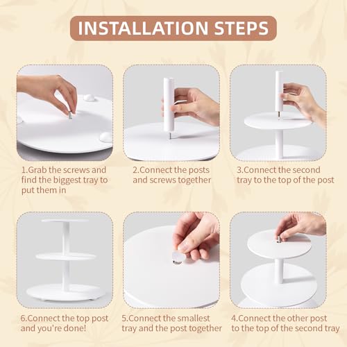 Weselljars 3-Tier Wooden Cupcake Stand:14in White Round Tiered Cake Stand,Dessert Display Stand for 33 Cupcakes,Easy to Assemble and with Instruction,Cupcake Tower for Wedding/Party/Birthday/Decor