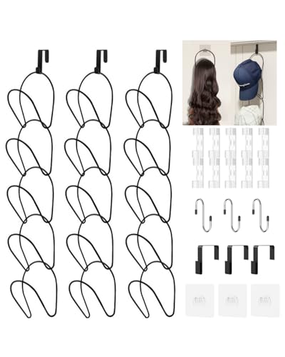 15 Pack Hat Rack Hanger Holder Organizer Closet Ha... (15pcs Black)