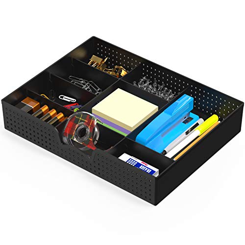 Drawer Organizer Tray, 9 Adjustable Compartments,... (Black | Plastic)
