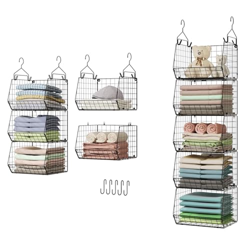 5 Tier Closet Hanging Organizer, Clothes Hanging S... (5 Count | Black | Iron)