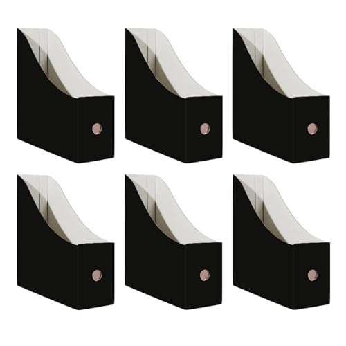 6 Pack Black Cardboard Magazine Holder for Desk or... (Black | Cardboard)