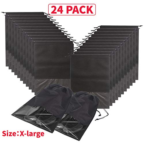 24PCS Travel Shoe Bags Non-Woven with Rope for Men and Women Large Shoes Storage Packing Pouch Organizers