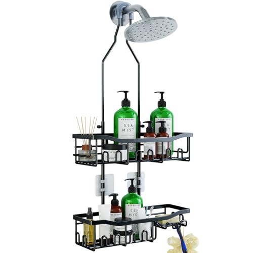 Upgraded Extended Length Shower Organizer with Hoo... (Stainless Steel)