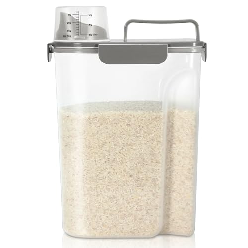 Airtight Rice Container 10 Lbs, Cereal Dispenser,... (Dark Grey | Plastic)