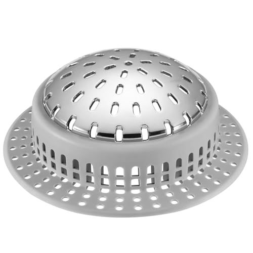 Bathtub Drain Hair Catcher Shower Drain Cover Sink... (Gray | Silicone)