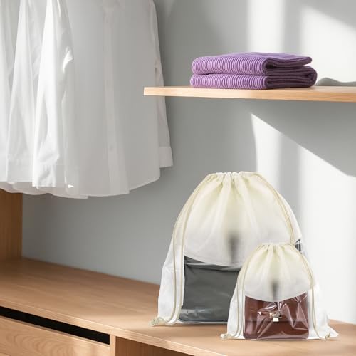16 Pcs Dustproof Drawstring Bags Purse Dust Storage Bags for Handbags Covers Non Woven Fabric Cloth Pouch String Packing Organizer Shoe Pouch