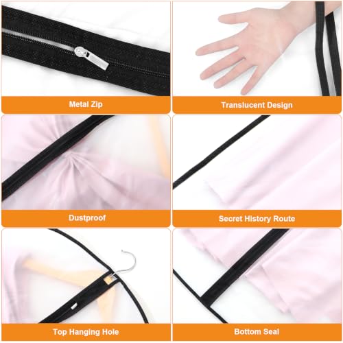 12 Pack Peva Garment Bags 24 x 40 In, Translucent Clothes Covers | Waterproof, Dustproof Peva, Reusable, For Suits, Shirts, Coats, Home Or Travel Use