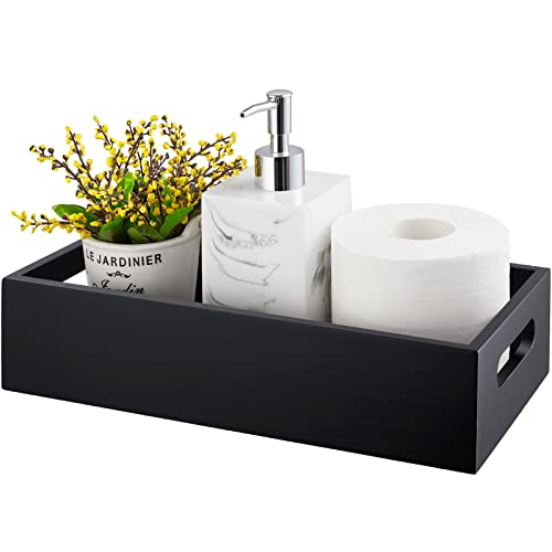 Black Bathroom Basket - Wooden Toilet Tank Paper B... (Black | Pine Wood)