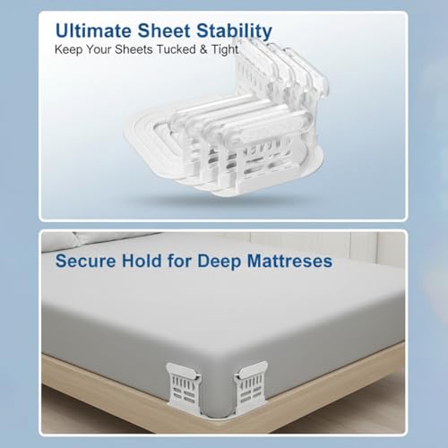 TianYang 4- Pack Sheet Holders, Durable, Non-Slip Design, A Simple Installation and Locking Mechanism Ensures the Bedsheet Remains Neat and Flat Around the Clock, Power for King Queen Full Twin Beds