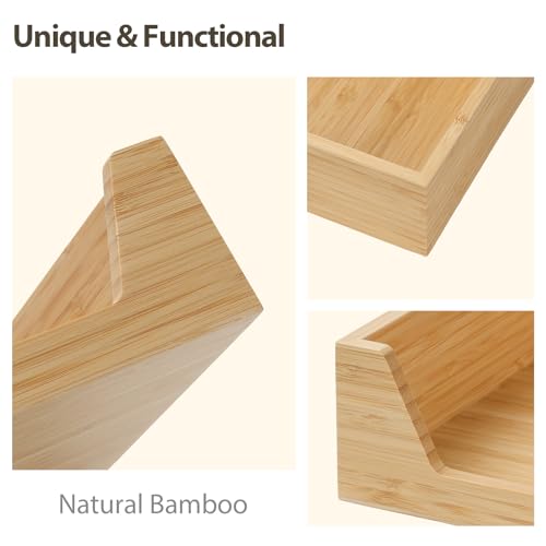 Bamboo Napkin Holder, 7.36" x 7.36" x 2.16" Napkin Holder | Napkin Dispenser with Large Side Opening for Easy Access, Large Storage Square Napkin Dispenser, Home Kitchen Tabletop Decor