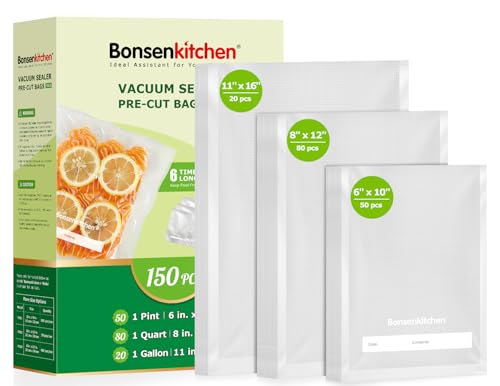 Vacuum Sealer Bags, Commercial Grade, BPA Free (150 Count | clear | Plastic)