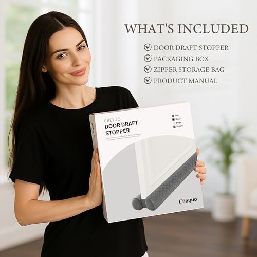 Premium Velvet Under Door Draft Stopper, Adjustable 30-36 Inches