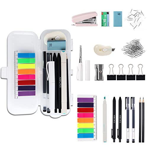 123 Pcs Office Supplies Kit with Desk Organizers,... (Clear | Plastic)