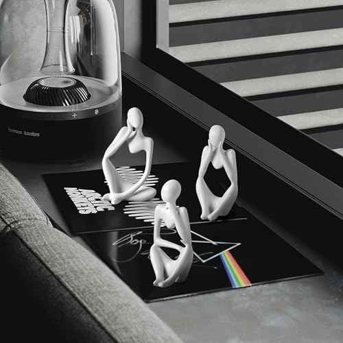 BrownLove 3pcs Decor White Thinker Statue Abstract Art Sculpture,Resin Collectible Figurines for Home Living Room Office Shelf Decoration