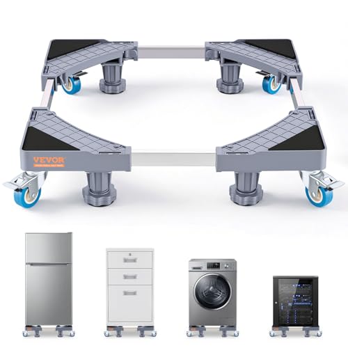 Mini Fridge Stand, 16’’-25'' Adjustable Dolly Wash... (Gray | Metal)