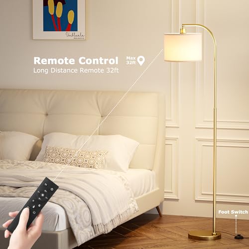 Arc Floor Lamp with Remote and Stepless Dimmable B... (Metal)