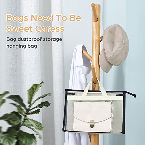 9 Pack Dust Bags for Handbags, Clear Handbag Storage, Purse Storage Organizer for Closet, Purse Cover Hanging Closet Organizer with Zipper | Purse Storage Organizer for Closet, Purse Cover Hanging Closet Organizer with Zipper