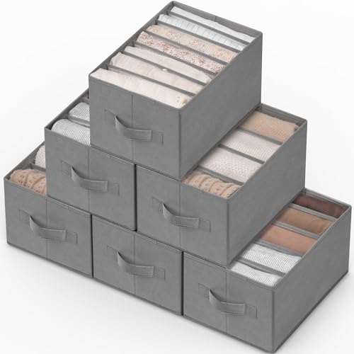 6 Pack Large Clothes Organizer, Wardrobe Closet Or... (6 Count | Grey)