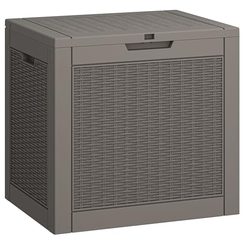 31 Gallon Deck Box, Resin Outdoor Storage Box, Wat... (Gray | Resin)