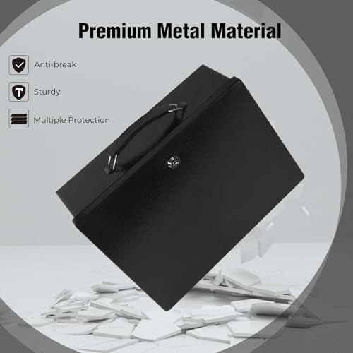 Fireproof Document Box, Fire Resistant Safe Box with Key Lock for Home, Portable Fireproof Lock Box for Personal Items, Passport, Cash, Tablet, X Large 13.2" x 11" x 4.13"