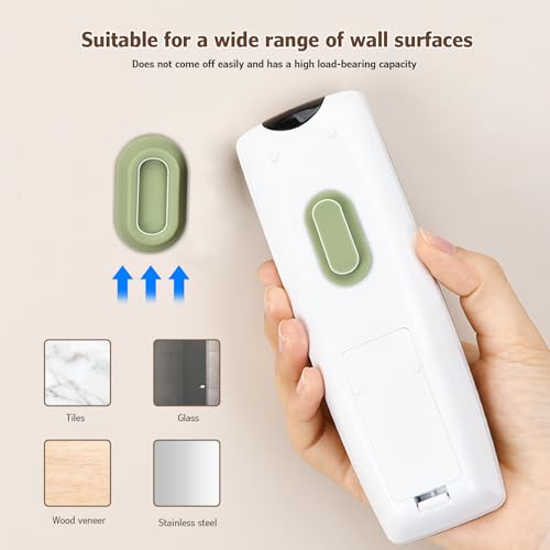 XYOFUN Magnetic Remote Control Holder Wall Mount - 6 Pcs White & Black | No Drill Self-Adhesive Organizer, For Air Conditioner & TV Remotes, Storage Caddy for Televisions Backside